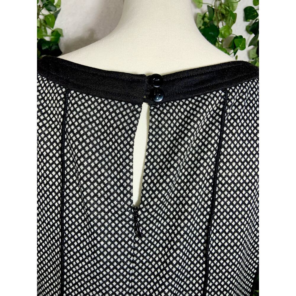 Vintage 90's Sandra Darren Black White Knit Fit & Flare Sleeveless Midi Dress 10 - Picture 6 of 12